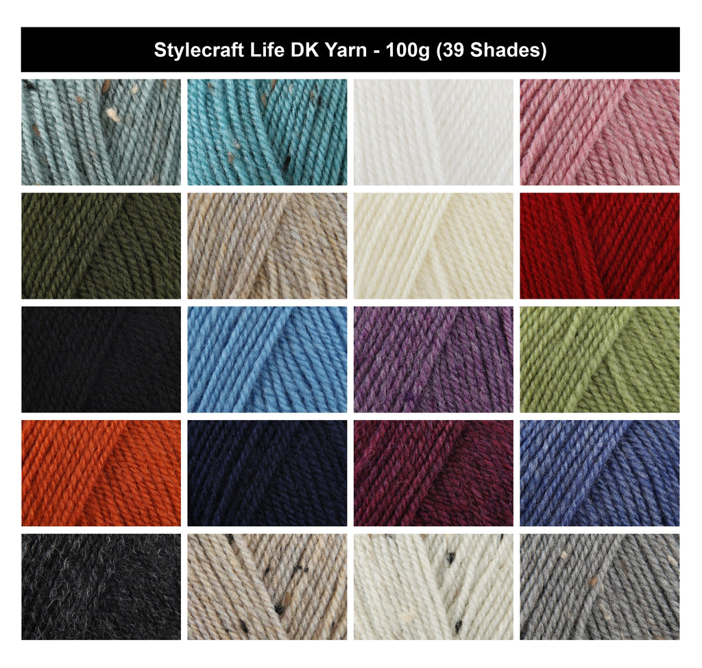 Stylecraft Life Crochet DK Yarn - 100g, Soft Wool Acrylic Blend Double Knitting Wool for Garments, Accessories & Decorative Home Pieces