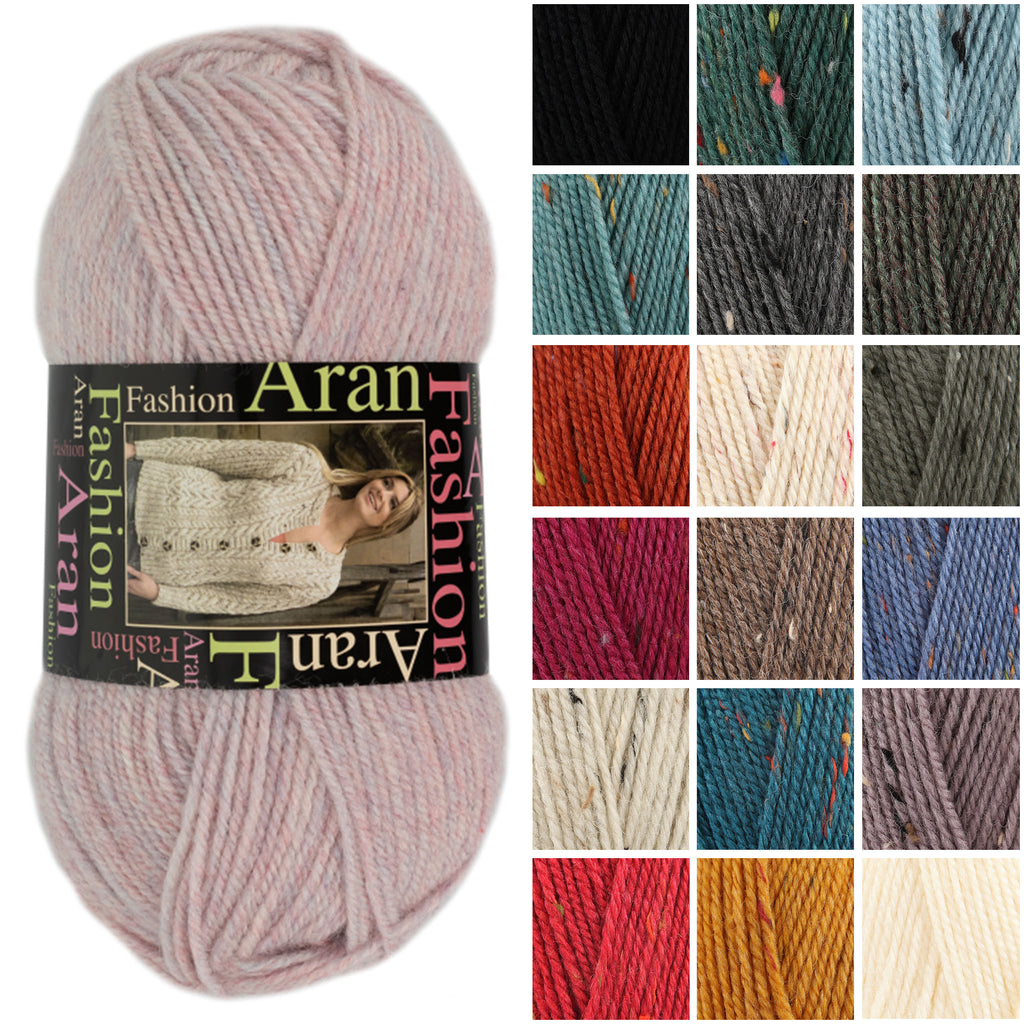 King Cole Fashion Aran Yarn 70% Acrylic & 30% Wool, Soft Aran Knitting & Crochet Yarn, 200m for Sweaters & Cozy Accessories - 100g