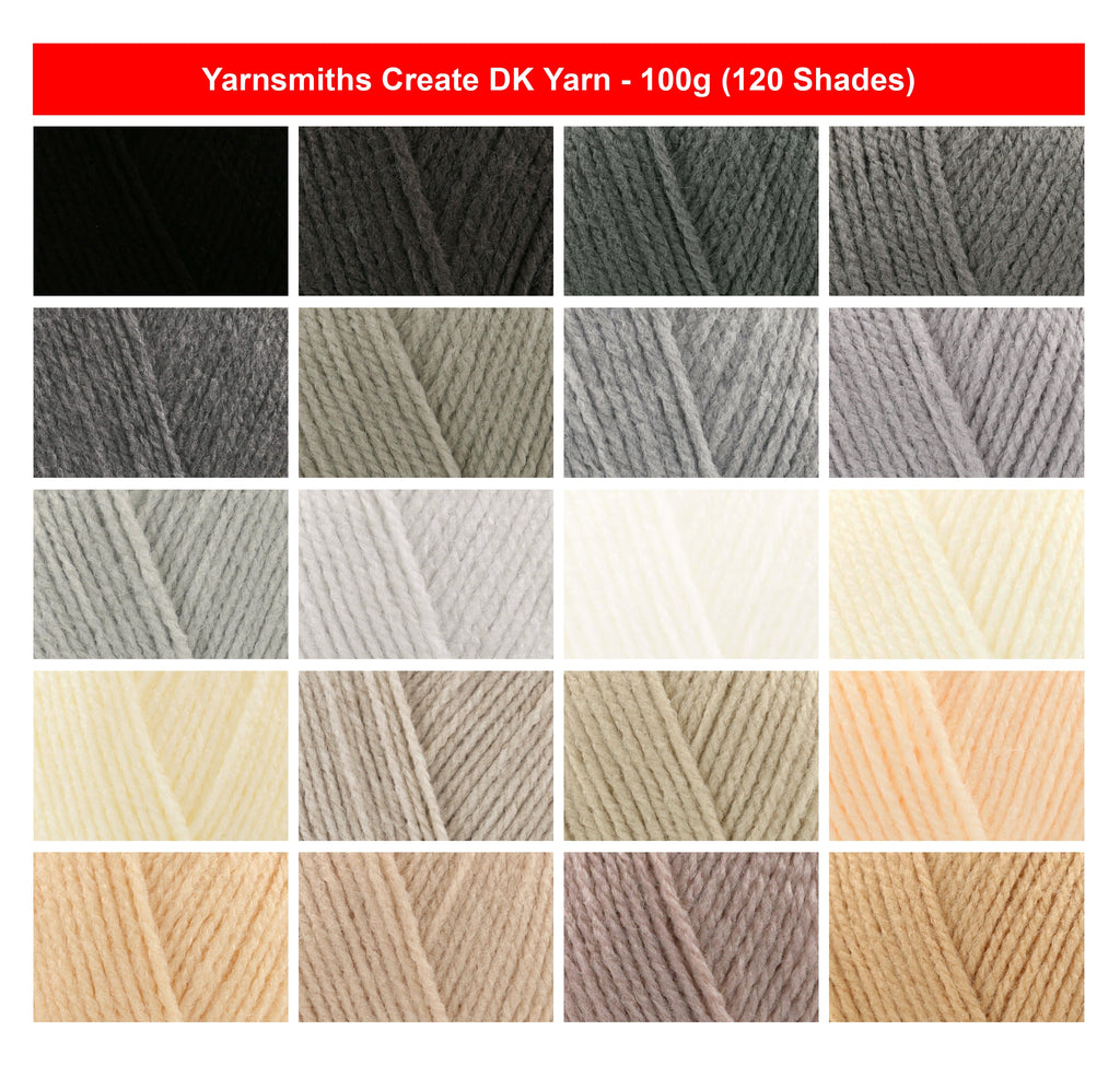 Yarnsmiths Create DK Crochet Yarn - 100g, Luxury 100% Acrylic Soft Double Knitting Wool for Blanket, Dolls & Everyday Garments