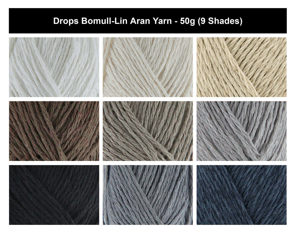 Drops Bomull-Lin Aran Yarn for Crochet - 50g, Cotton & Linen Blend Lightweight Rustic Matte Finish Soft Knitting Wool for Summer Garments, Tunics & Accessories