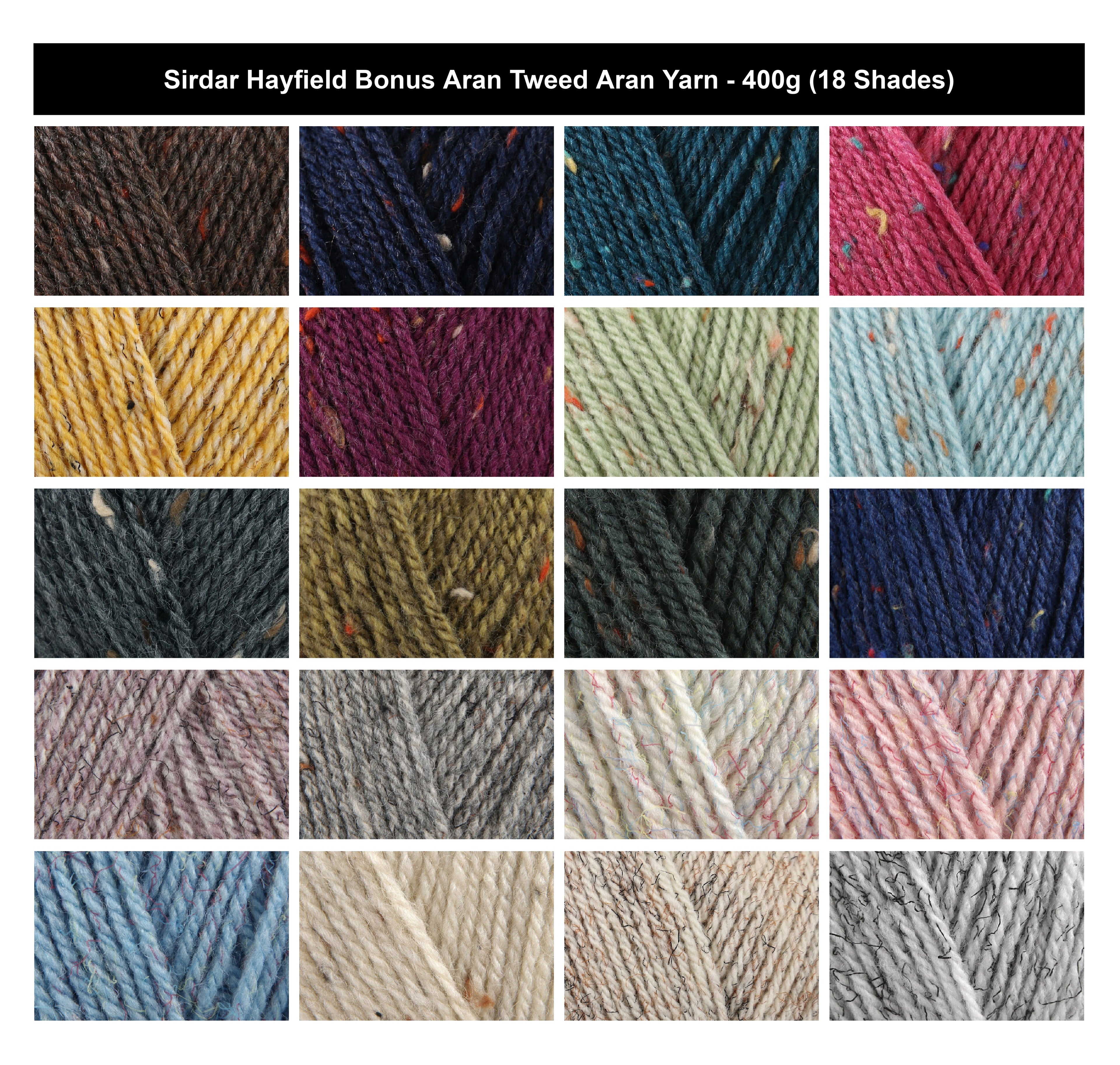 Sirdar Hayfield Bonus Aran Tweed Crochet Yarn - 400g, Wool Acrylic Blend Machine Washable Knitting Wool Yarn for Jumpers, Cardigans & Cushions