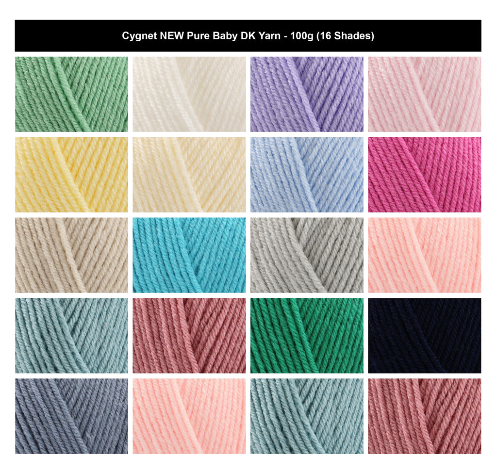 Cygnet New Pure Baby DK Yarn - 100g, 100% Acrylic Anti-Pilling Soft Baby Double Knitting Yarn for Garments, Accessories & Toys