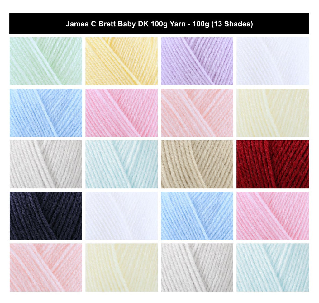 James C Brett DK Baby Yarn for Crochet - 100g, Soft 100% Acrylic Skin Friendly Pastle Double Knitting Baby Wool for Cloths & Accessories