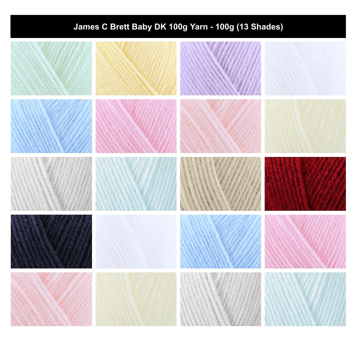 James C Brett DK Baby Yarn for Crochet - 100g, Soft 100% Acrylic Skin Friendly Pastle Double Knitting Baby Wool for Cloths & Accessories