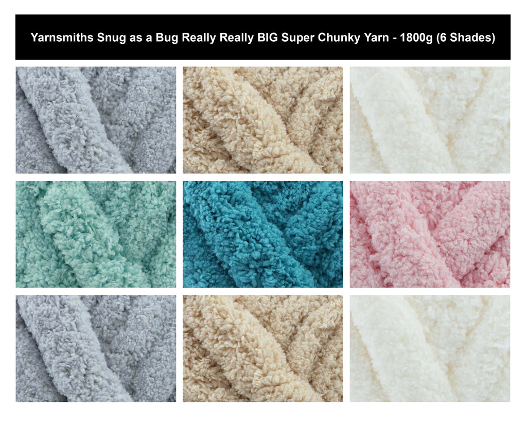 Yarnsmiths Snug As A Bug Really Really Big Super Chunky Yarn - 1800g, 100% Polyester Chenille Jumbo Thick Crochet Knitting Yarn for Cozy Plushies, Blankets and Rugs