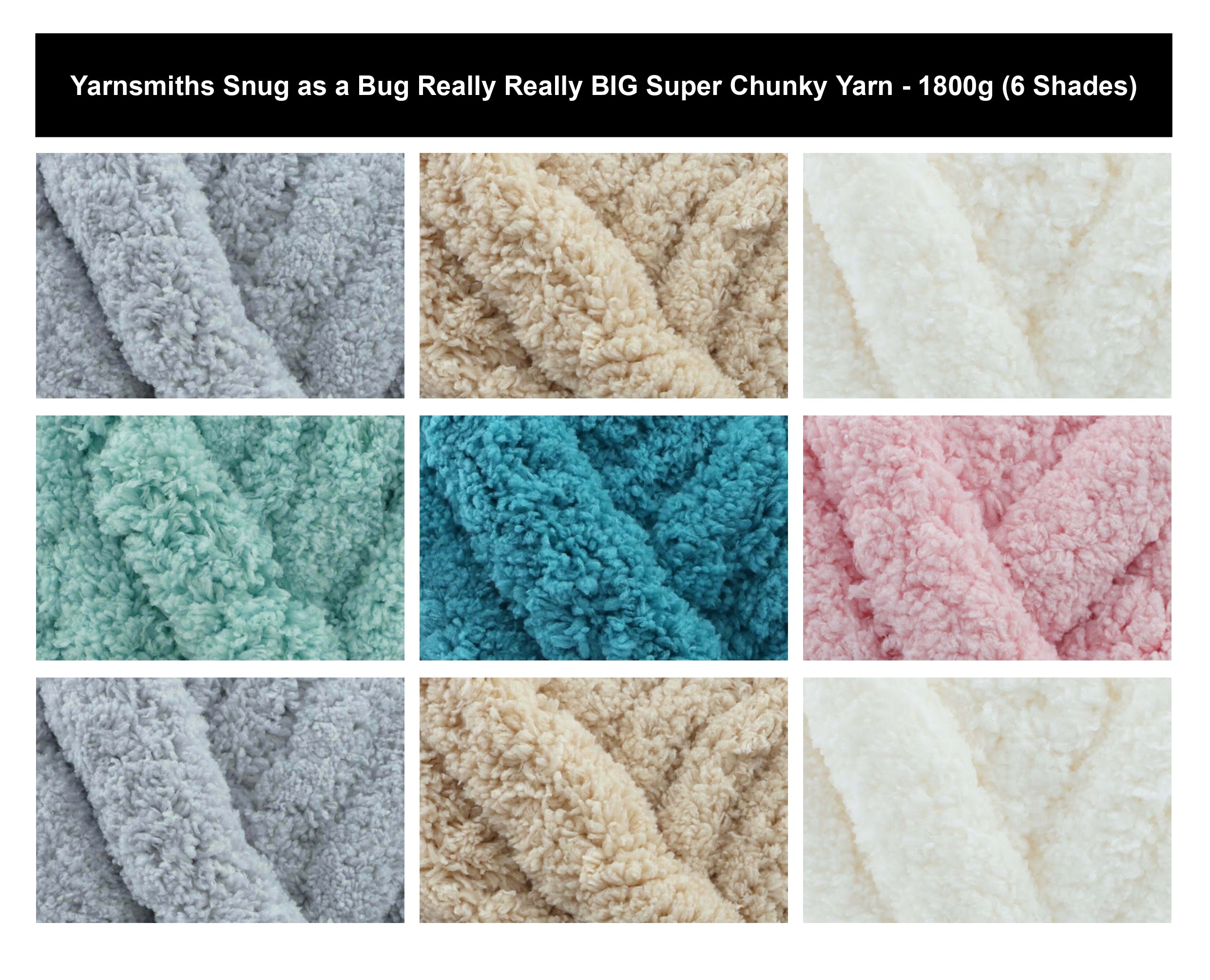 Yarnsmiths Snug As A Bug Really Really Big Super Chunky Yarn - 1800g, 100% Polyester Chenille Jumbo Thick Crochet Knitting Yarn for Cozy Plushies, Blankets and Rugs