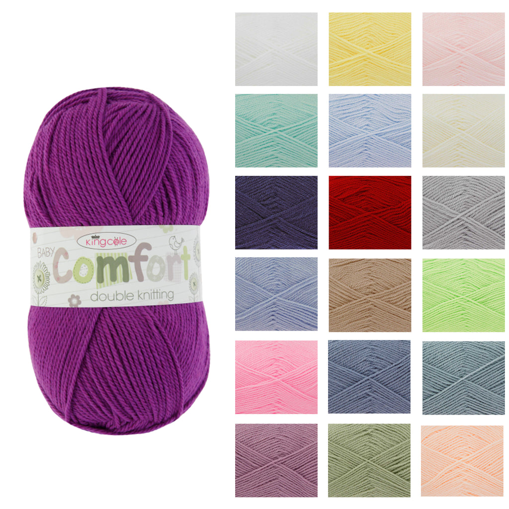 King Cole Comfort DK Yarn 60% Acrylic & 40% Nylon, Soft Machine Washable Double Knit Yarn, 310 m for Knitting & Crochet - 100g
