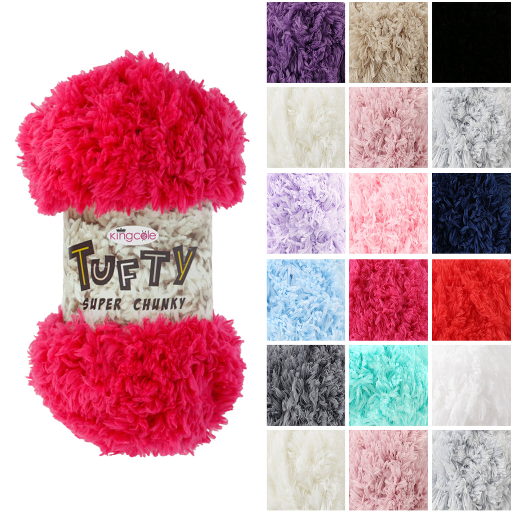 King Cole Tufty Super Chunky Yarn, Soft Plush Faux Fur Knitting & Crochet, 100% Polyester Warm Texture Fluffy Yarn - 200g Ball