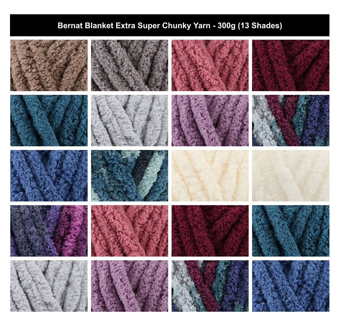 Bernat Blanket Extra Super Chunky Yarn - 300G, 100% Polyester Fluffy Soft Chenille Knitting Wool for Crochet Blankets, Baskets & Home Accessories