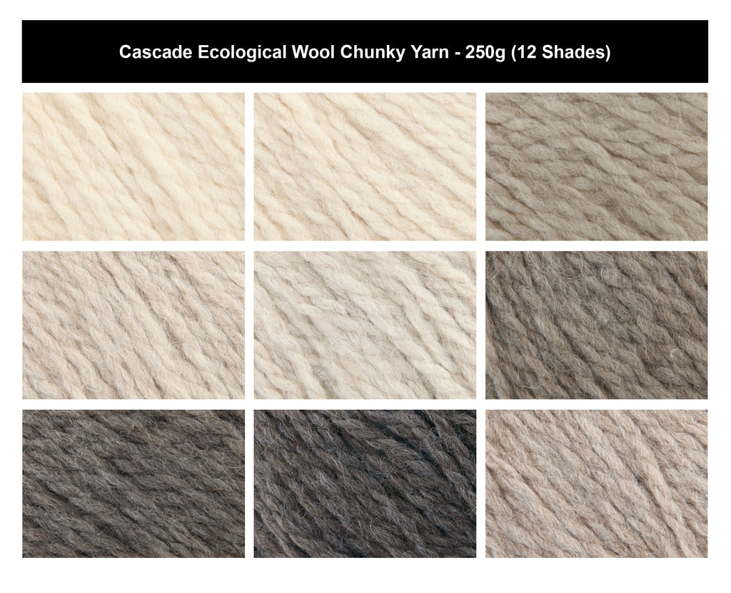 Cascade Ecological Wool Chunky Crochet Yarn - 250g, Luxury 100% Natural Peruvian Wool Undyed Soft Bulky Knitting Yarn for Garments, Accessories & Felting Projects