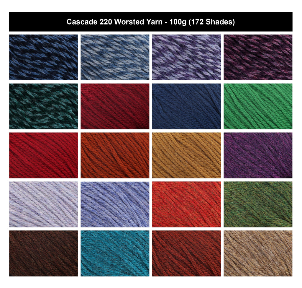 Cascade 220 Worsted Crochet Yarn - 100g, Luxury 100% Highland Wool Easy-To-Work Knitting Wool for Garments, Accessories & Felting Projects