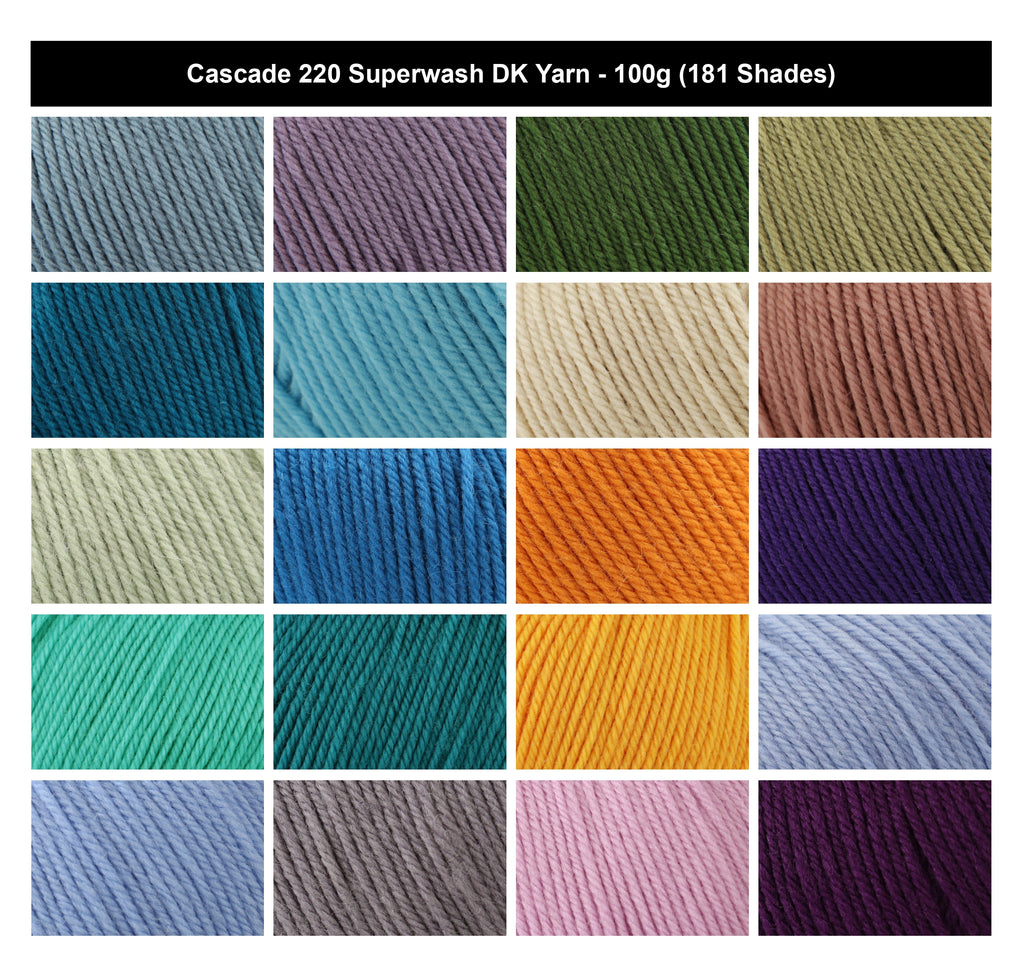 Cascade 220 Superwash DK Yarn - 100g, 100% Superwash Wool Easy-To-Work Double Knit Yarn for Toys, Blankets & Everyday Accessories
