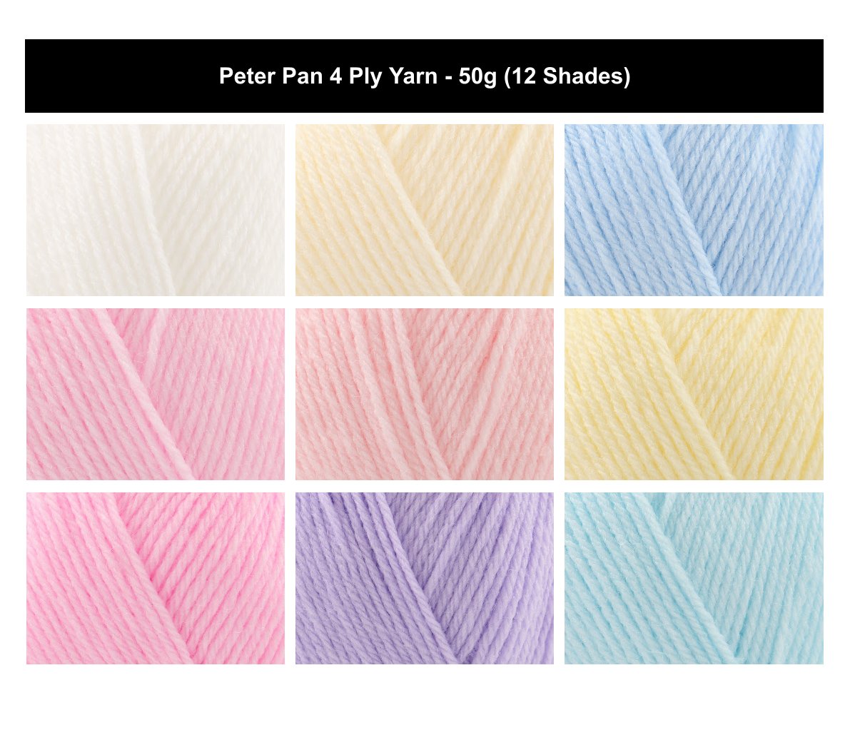 Peter Pan 4 Ply Crochet Yarn - 50g, Nylon & Acrylic Blend Lightweight Knitting Wool for Sensitive Skin Baby Garments, Blankets, Cardigans & Shawls