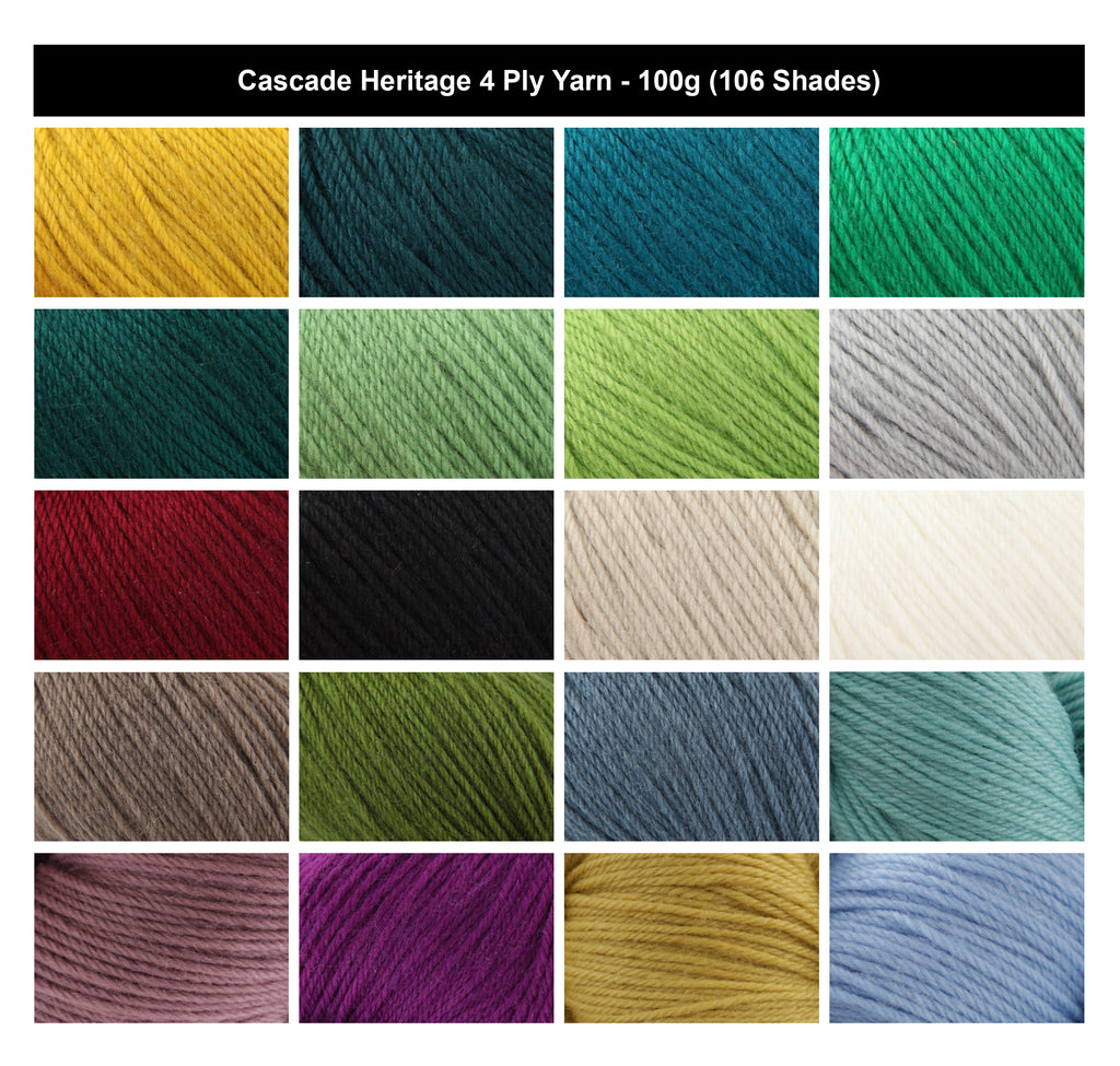 Cascade Heritage 4 Ply Crochet Yarn - 100g, Luxury Merino Wool & Nylon Blend Soft Sock Knitting Wool for Socks, Shawls, Garments & Accessories