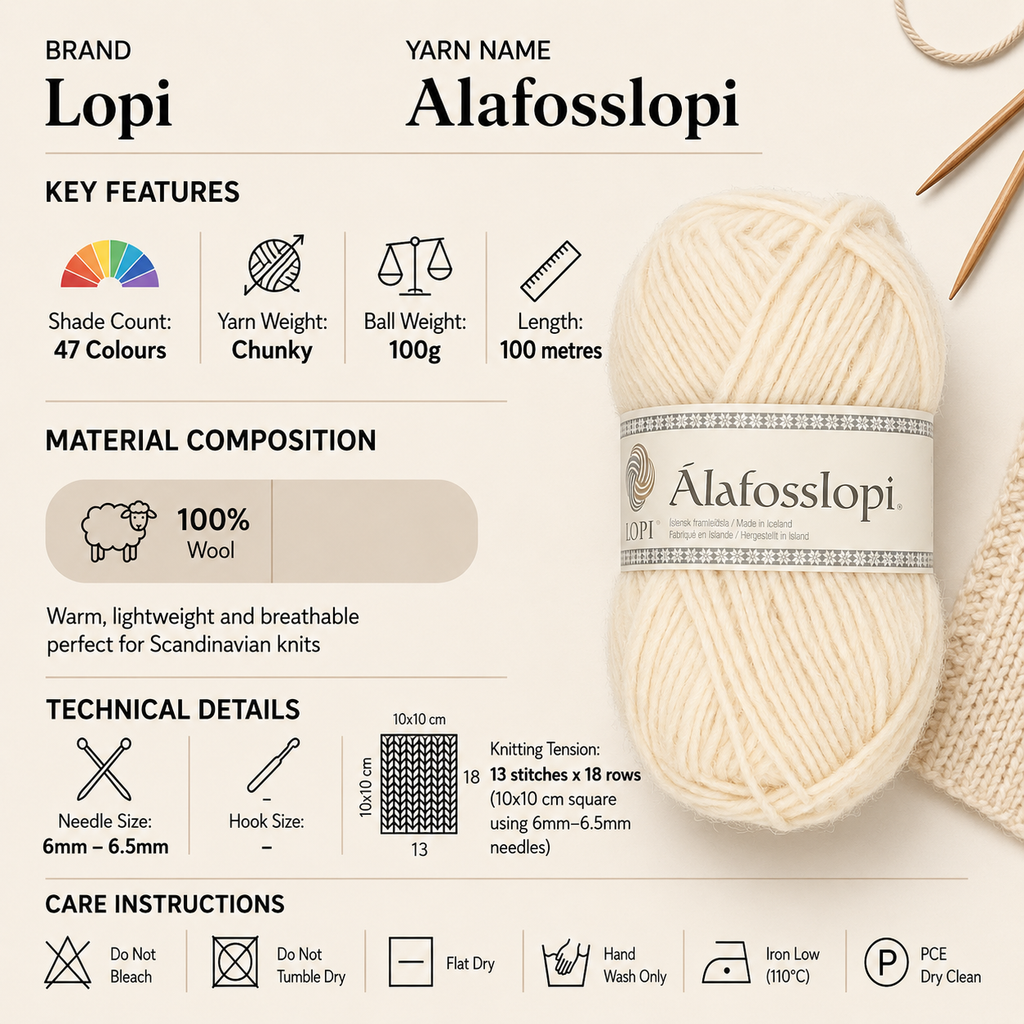 Lopi Alafosslopi Chunky Yarn - 100g, 100% Wool Rustic Icelandic Crochet Knitting Wool for Scandinavian Sweaters, Jumpers, Scarves & Blankets