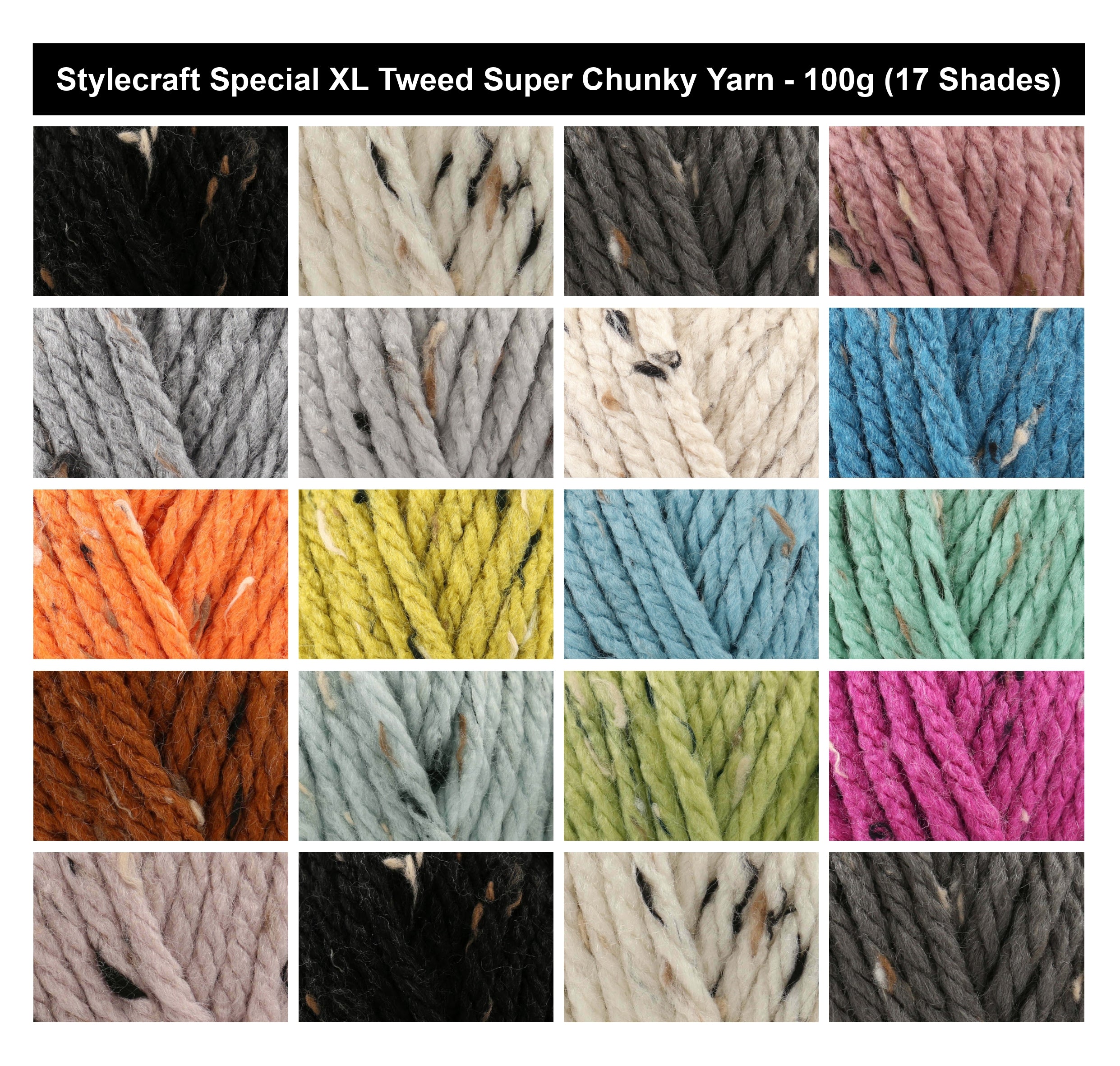 Stylecraft Special XL Tweed Super Chunky Yarn - 100g, Acrylic Viscose Blend for Crochet & Knitting Wool for Jackets, Jumpers, Sweaters & Shawls