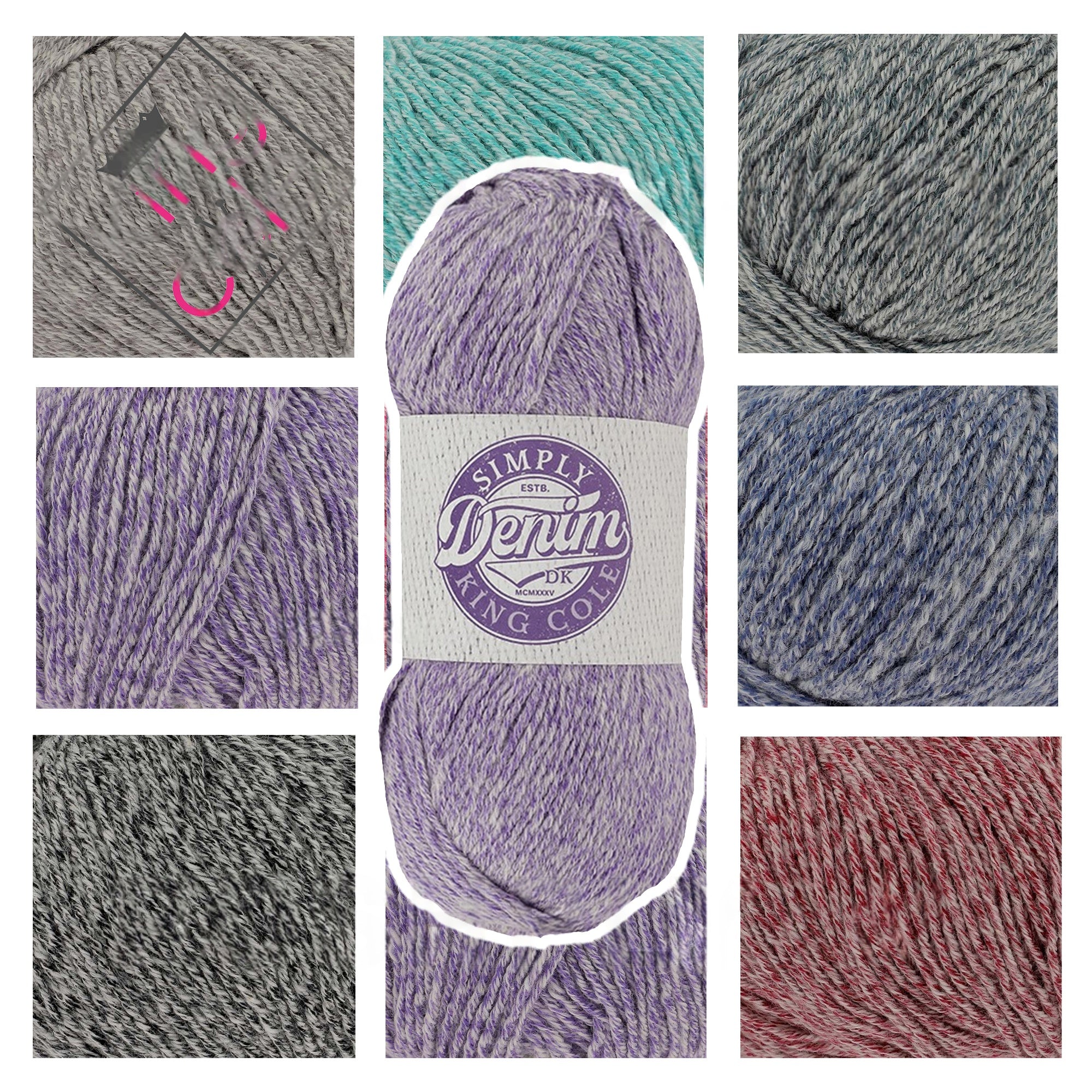 King Cole Simply Denim DK Yarn Cotton & Acrylic Soft Double Knitting Crochet Wool Yarn Classic Denim Marl Soft Everyday - 100g Ball