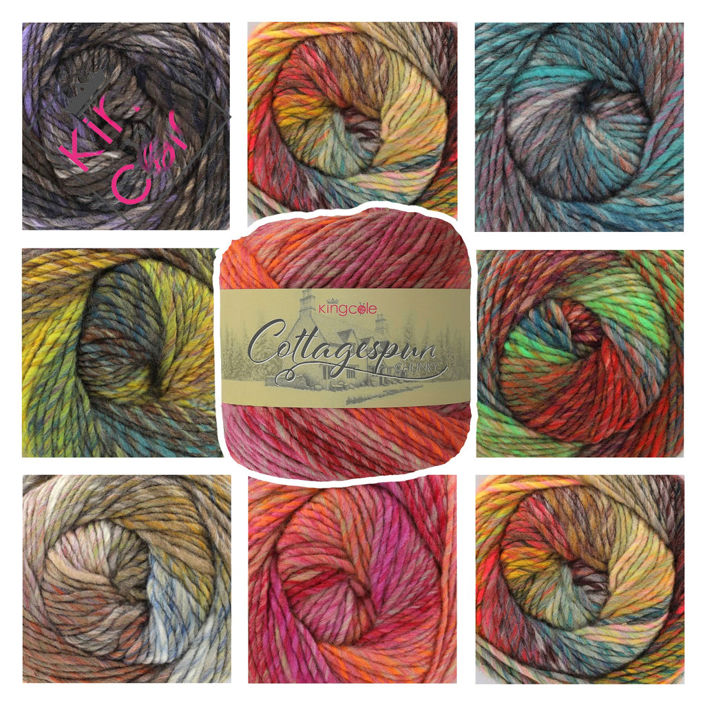 King Cole Cottagespun Chunky Yarn 100% Acrylic Variegated Chunky Knitting & Crochet Yarn, 225 m Rustic Colour Transitions - 150g