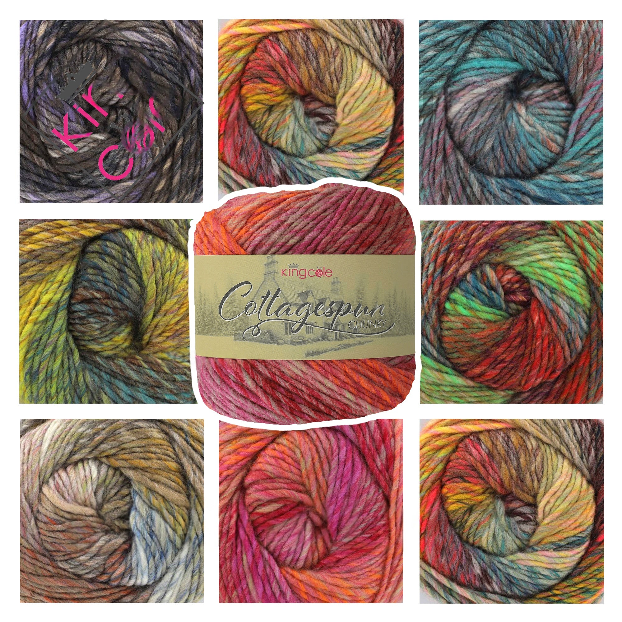 King Cole Cottagespun Chunky Yarn 100% Acrylic Variegated Chunky Knitting & Crochet Yarn, 225 m Rustic Colour Transitions - 150g