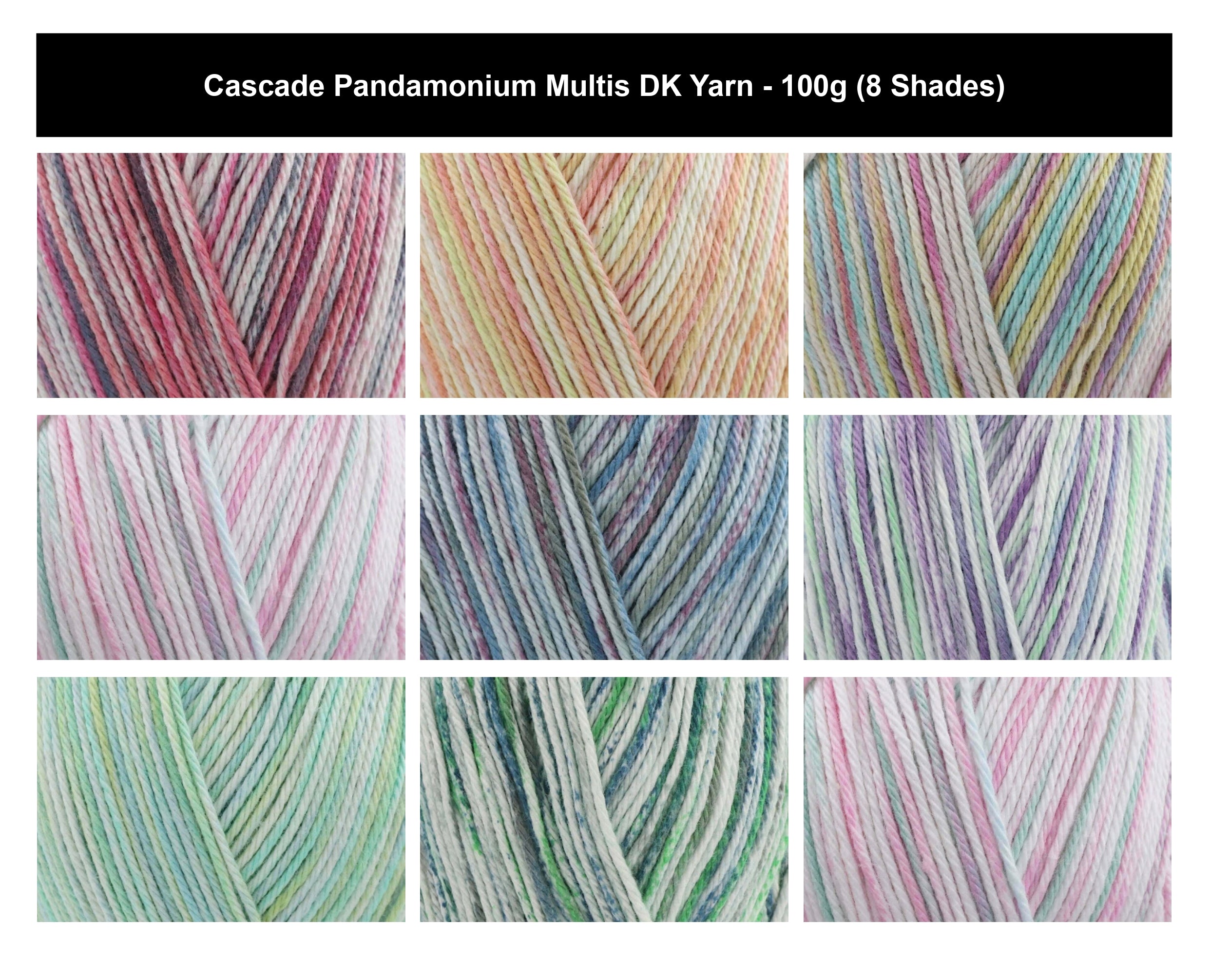 Cascade Pandamonium Multis DK Yarn - 100g, Cotton & Viscose Blend Variegated Soft Double Knitting & Crochet Yarn for Summer Cardigans, Jumpers, & Home Decor