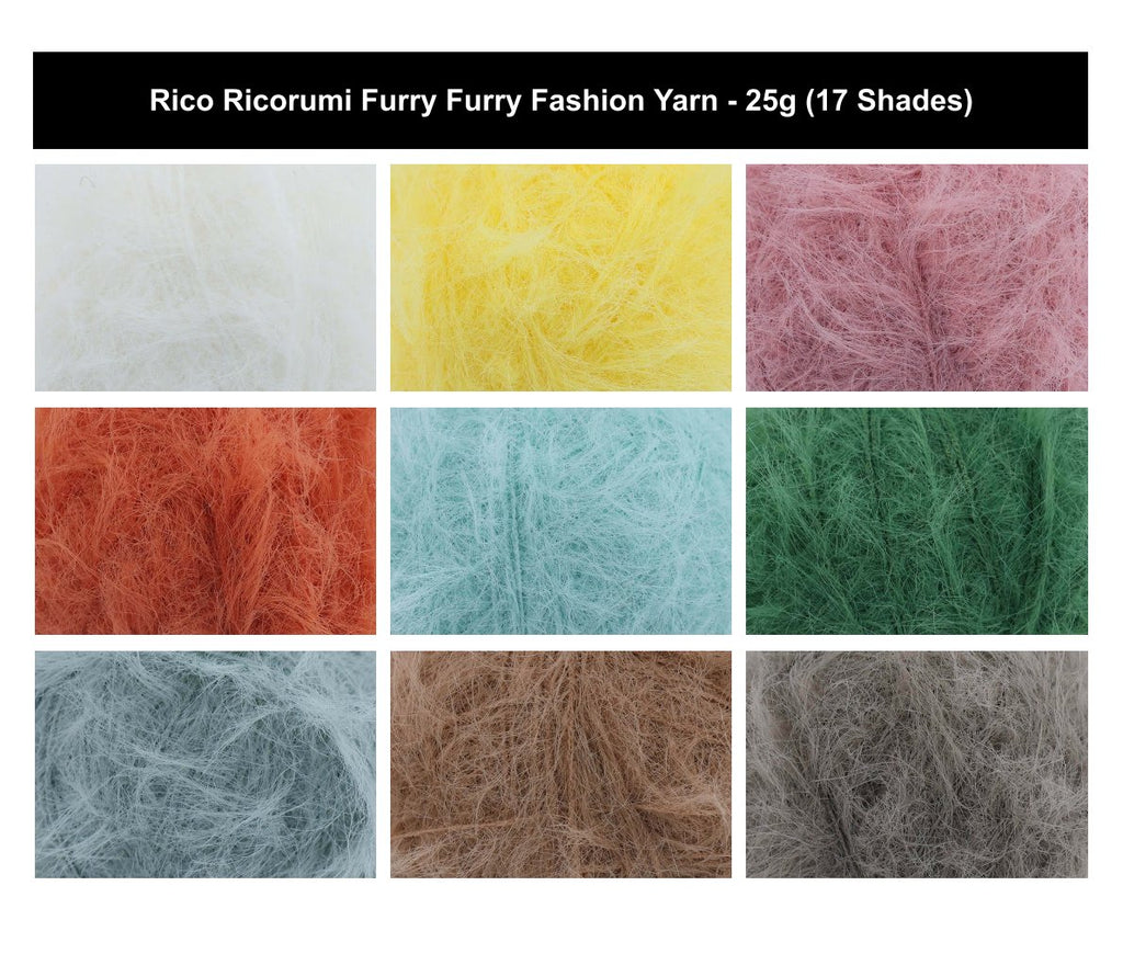 Rico Ricorumi Furry Furry Fashion Yarn - 25G, Luxury 100% Polyamide Velvety Texture Fluffy Crochet Knitting Yarn for Plush Amigurumi, Animal Accents & Toys