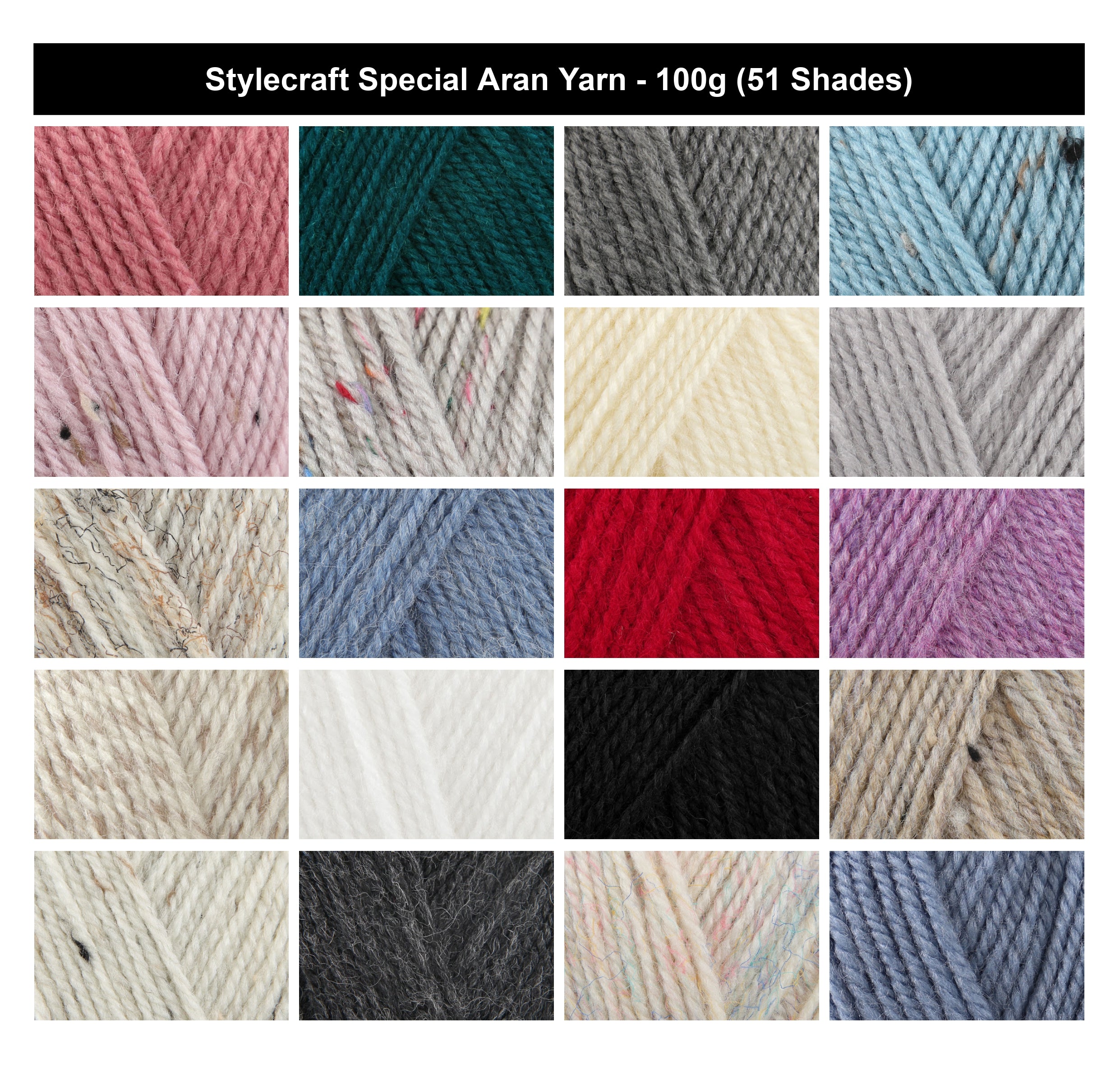 Stylecraft Special Aran Knitting Crochet Yarn - 100g, 100% Acrylic Vibrant Versatile Wool for Experimentation & Stash Filling Projects Hardworking Home Pieces & Cushion Covers