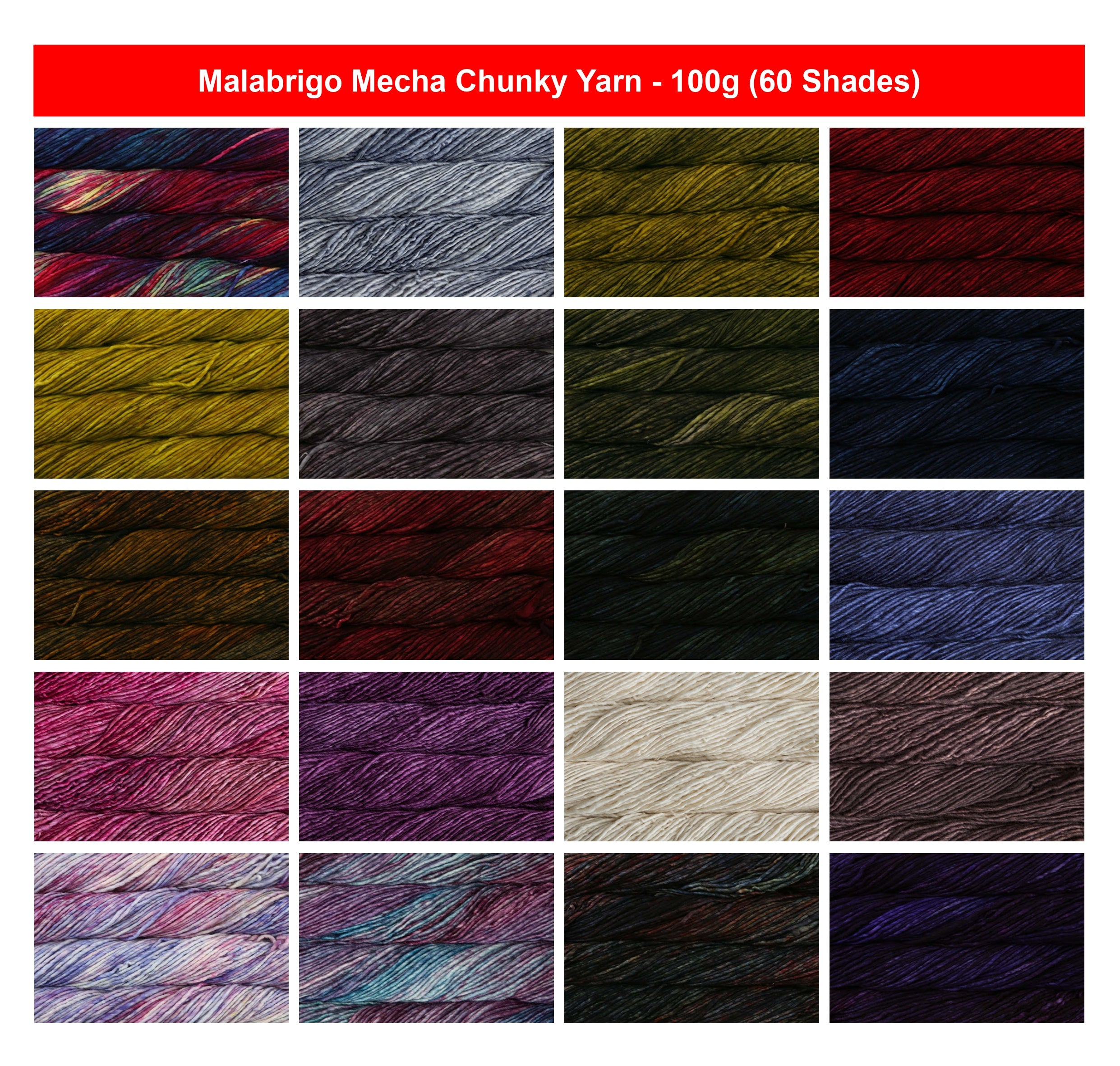 Malabrigo Mecha Chunky Yarn for Crochet - 100g, 100% Superwash Merino Wool Yarn, Hand Kettle Dyed Single Ply Bulky Yarn for Sweaters, Scarves & Accessories