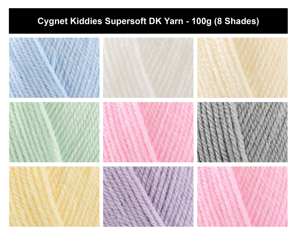 Cygnet Kiddies Supersoft DK Crochet Yarn - 100g, 100% Acrylic Double Knitting Baby Yarn for Blankets, Garments & Accessories