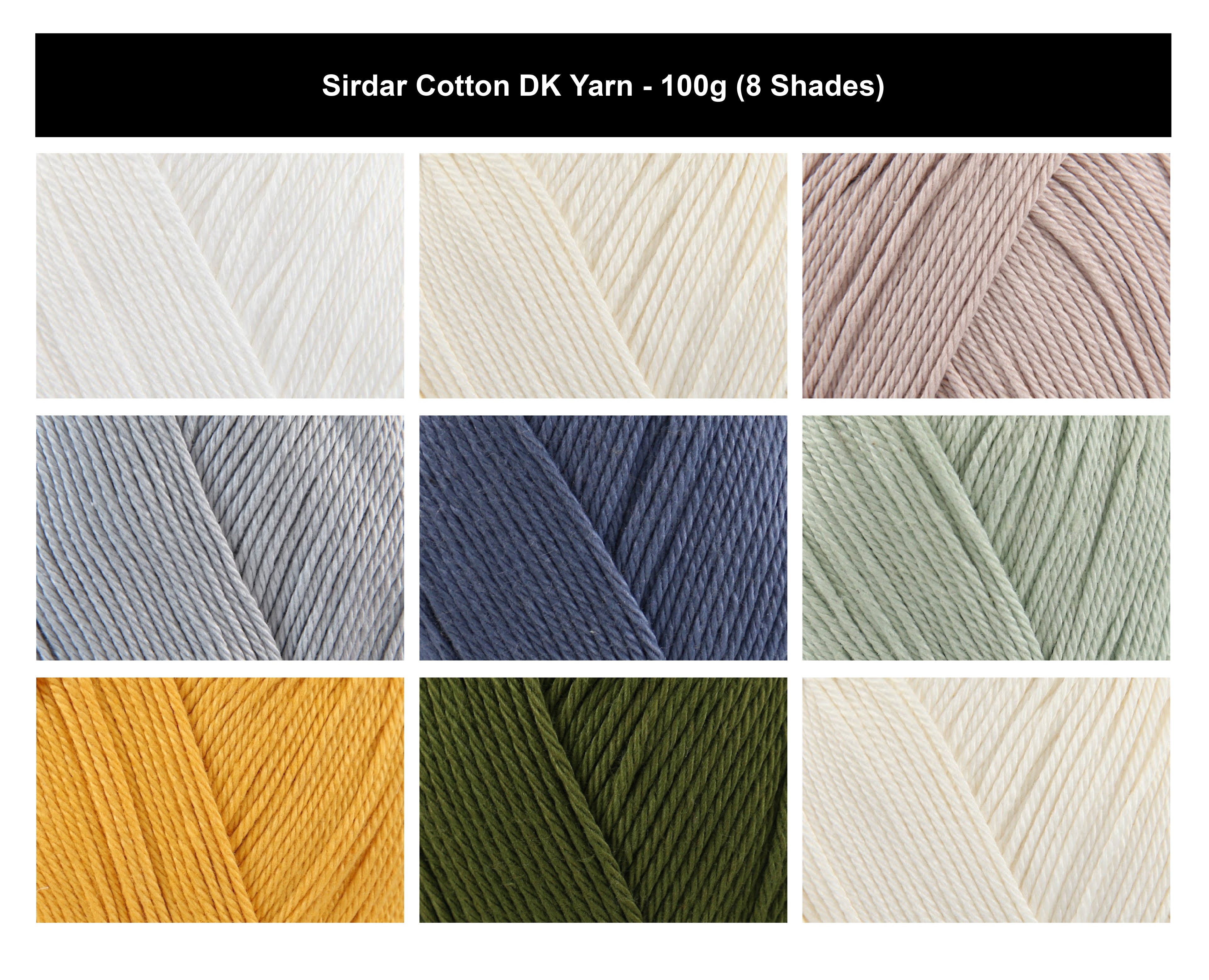 Sirdar Cotton DK Yarn for Crochet- 100g, 100% Mercerised Cotton Double Knitting Yarn for Blankets & Afghans, Cardigans, Sweaters & Tops