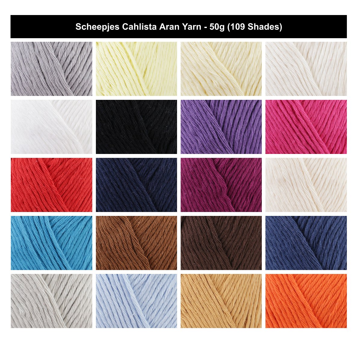 Scheepjes Cahlista Aran Crochet Yarn - 50g, 100% Natural Cotton Smooth Non-Mercerised Matte Finish Knitting Wool for Cushions & Crafts