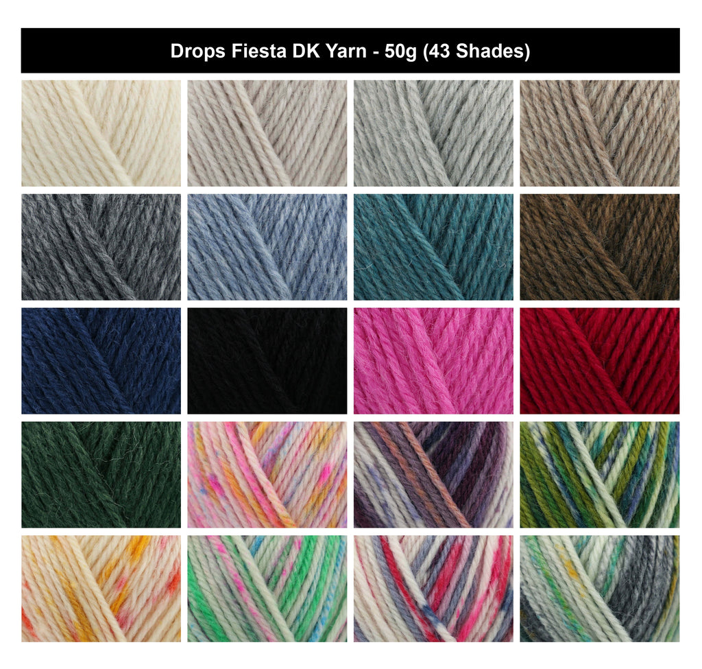 Drops Fiesta DK Crochet Yarn - 50g, Luxury Wool & Polyamide Blend Self Patterning Soft Double Knitting Sock Wool for Socks, Cardigans, Hats & Accessories
