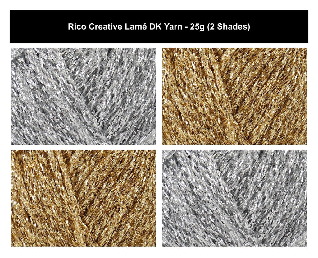 Rico Creative Lame DK Yarn for Crochet & Knitting - 25G, Polyamide Polyester Blend Metallic Sparkle Shimmer Double Knit Wool for Blankets, Amigurumi & Headwear