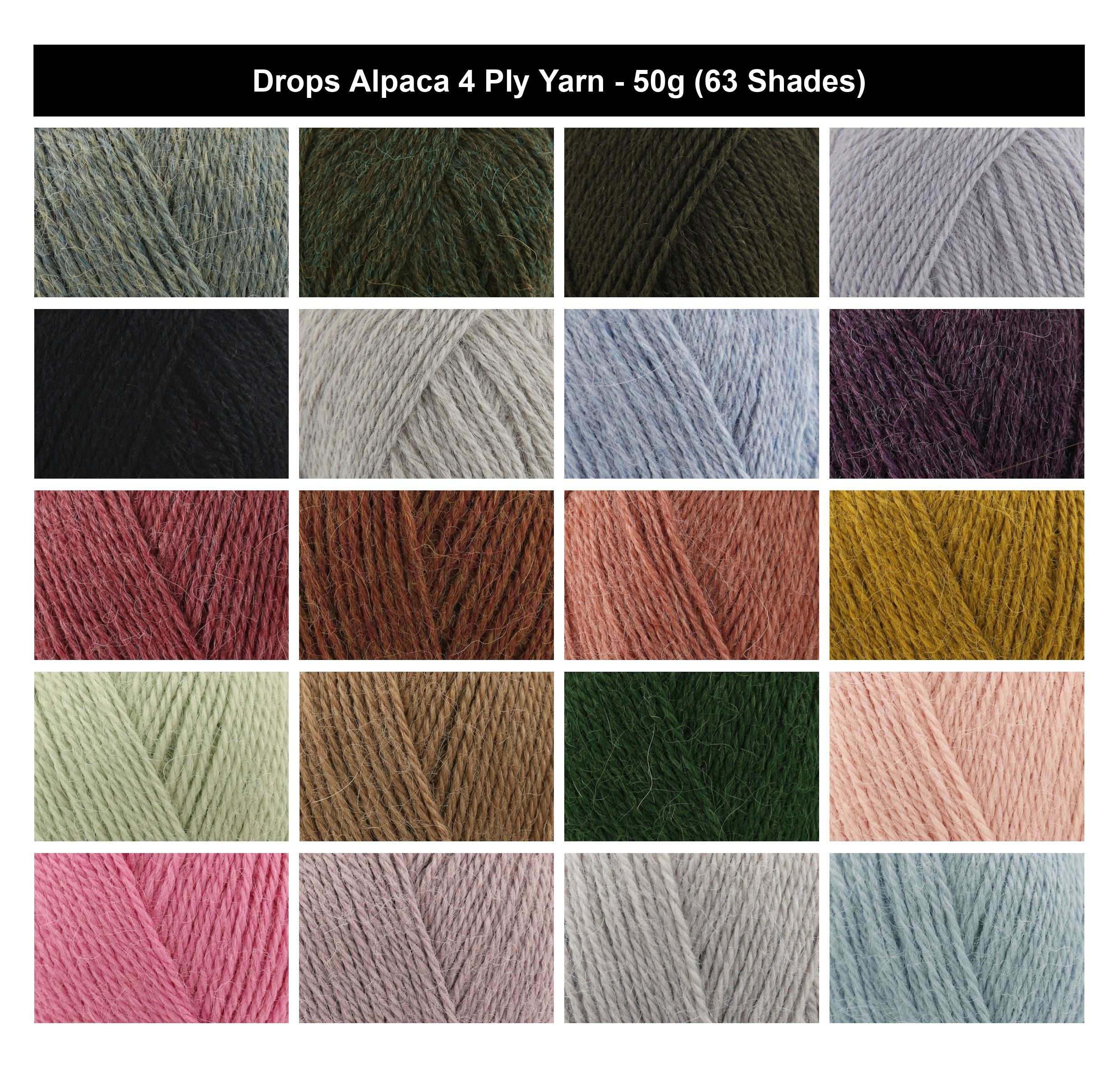 Drops Alpaca 4 Ply Crochet Yarn - 50g, Luxury 100% Pure Alpaca Breathable Soft Knitting Wool with Gentle Sheen for Shawls, Garments & Accessories