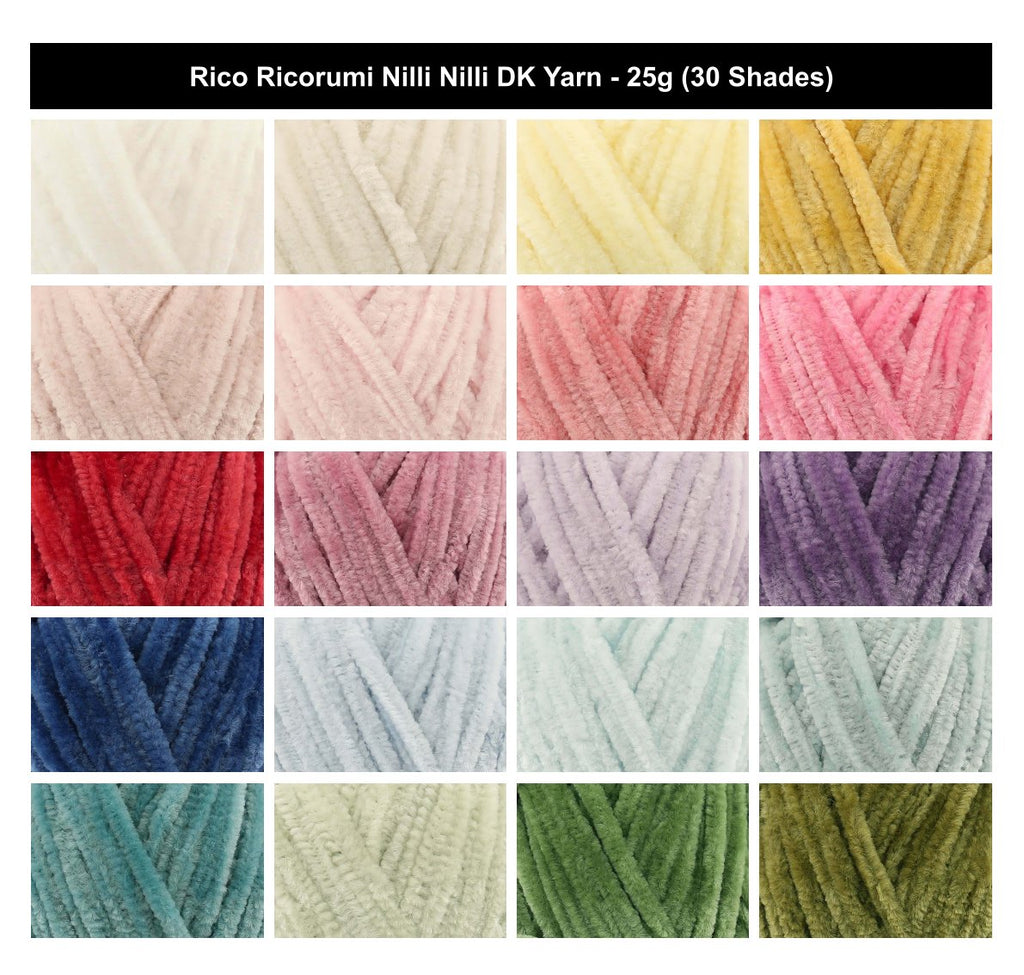 Rico Ricorumi Nilli Nilli DK Yarn - 25G, Luxury 100% Polyester Chenille Soft Fluffy Double Knitting Amigurumi Crochet Yarn for Plush Toys, Blocks & Ornaments