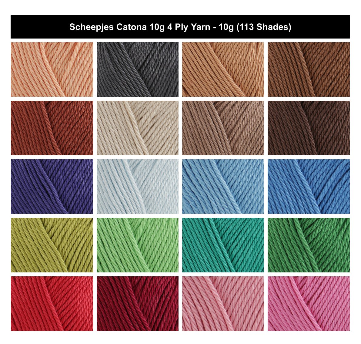 Scheepjes Catona 4 Ply Yarn - 10g, Luxury 100% Mercerised Cotton Soft Fingering Weight Amigurumi Crochet Yarn for Toys & Crafts