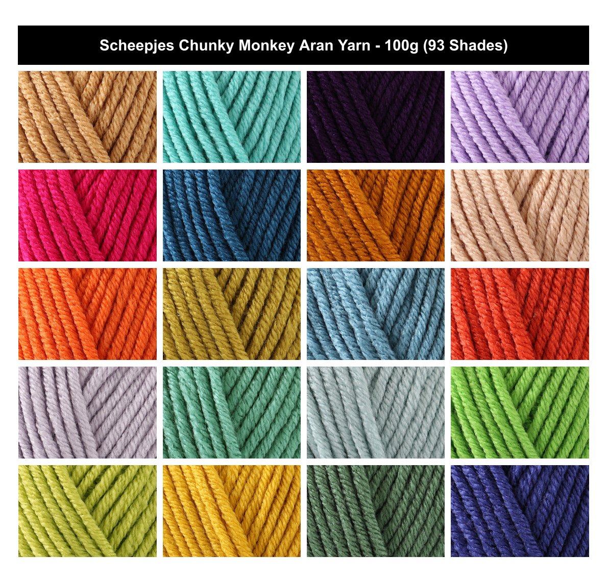 Scheepjes Chunky Monkey Aran Yarn - 100g, 100% Acrylic Anti-Pilling Thick Knitting Crochet Yarn for Blankets, Jumper & Toys