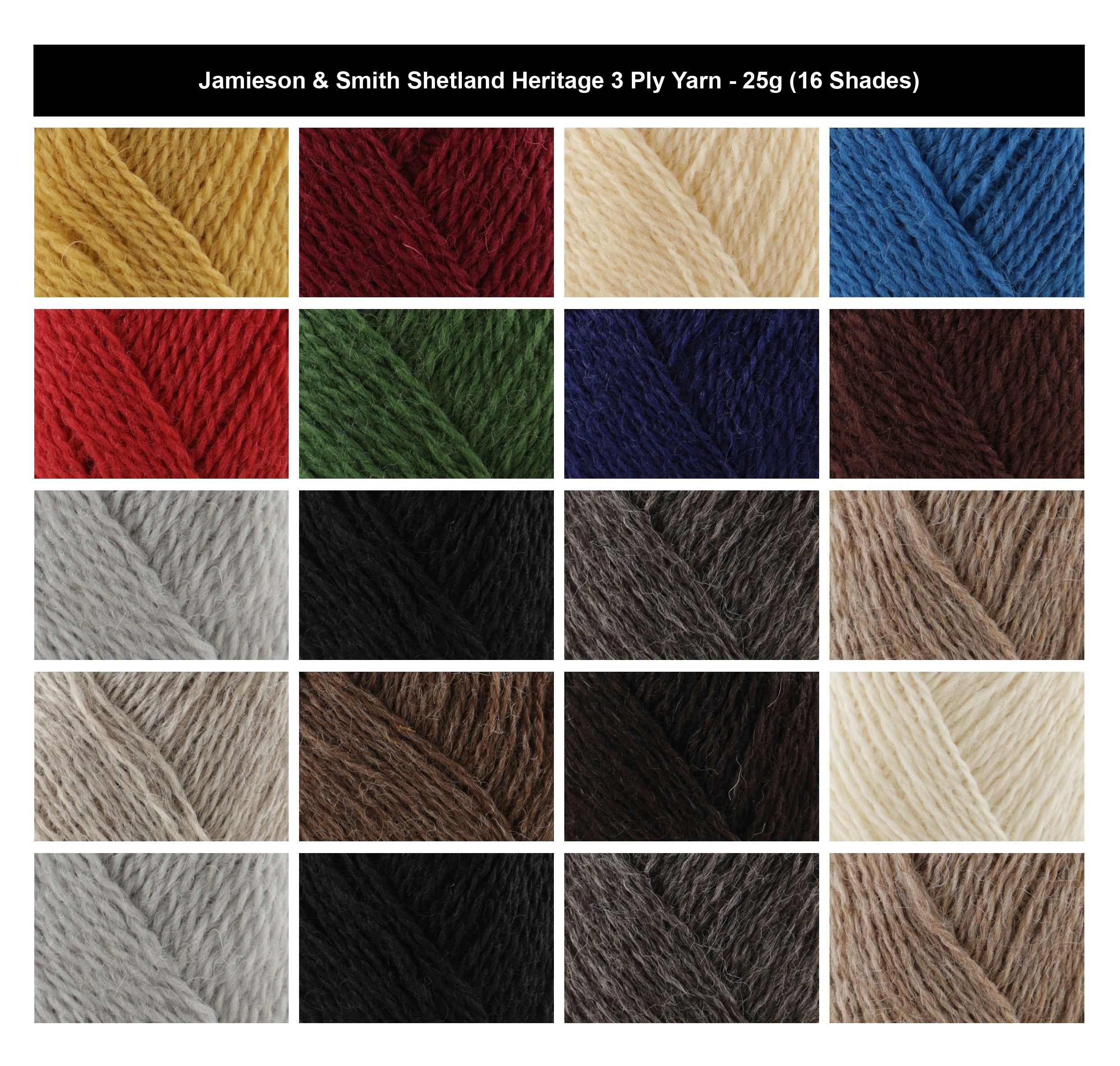 Jamieson & Smith Shetland Heritage 3 Ply Yarn - 25g, 100% Pure Wool Yarn, Soft Smooth Worsted Spun Knitting & Crochet Yarn for Fair Isle Sweaters & Colourwork