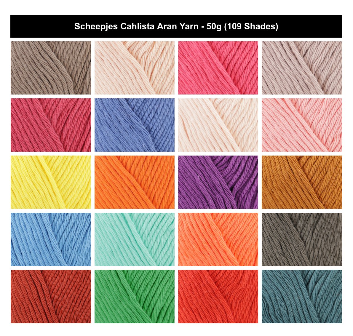 Scheepjes Cahlista Aran Crochet Yarn - 50g, 100% Natural Cotton Smooth Non-Mercerised Matte Finish Knitting Wool for Crafts & Cushions