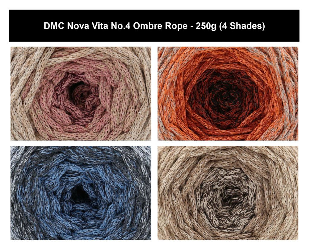 DMC Nova Vita No.4 Ombre Chunky Yarn for Crochet - 250g, Soft Recycled Cotton Blend Knitting Yarn for Macramé, Home Décor & Crafting