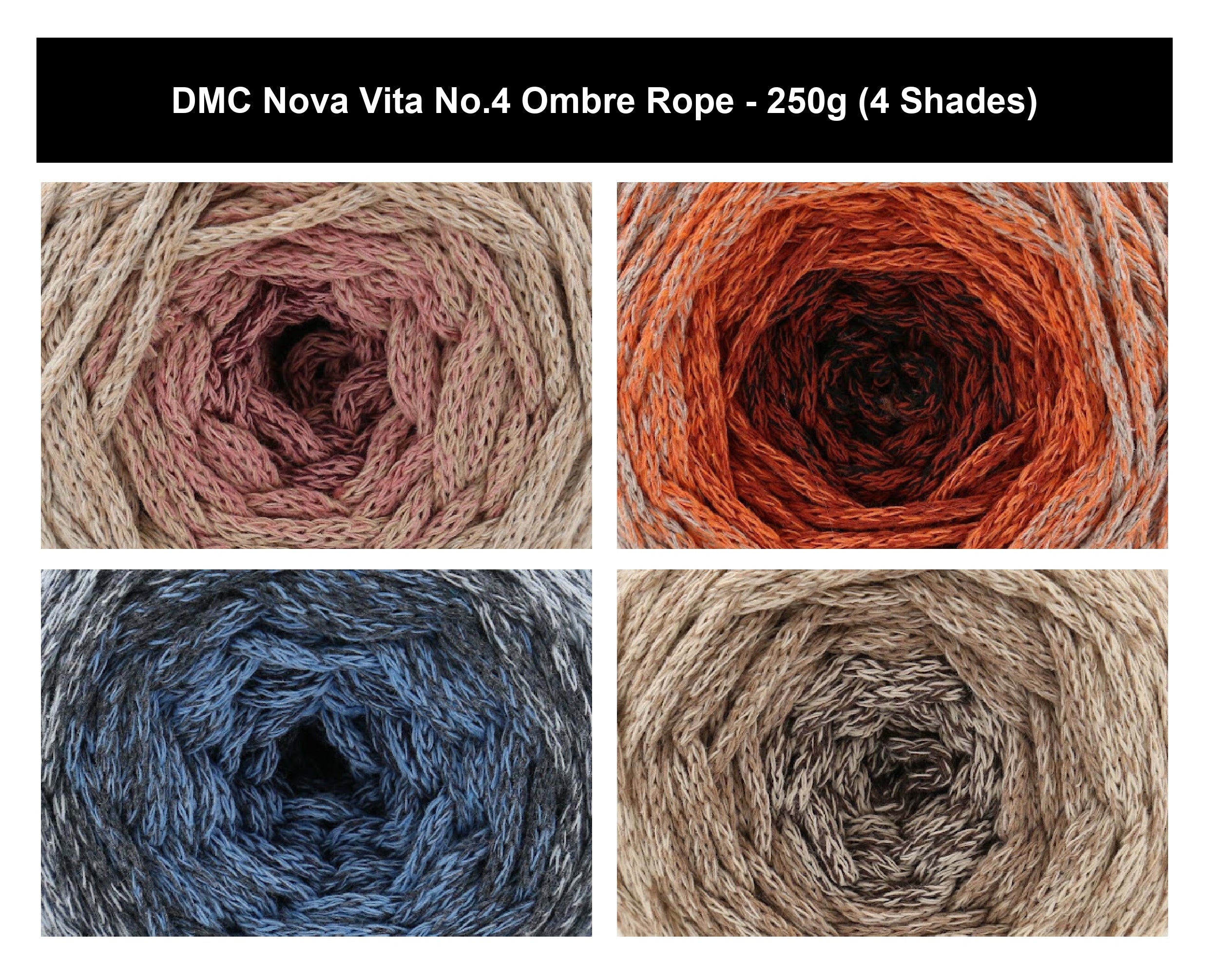 DMC Nova Vita No.4 Ombre Chunky Yarn for Crochet - 250g, Soft Recycled Cotton Blend Knitting Yarn for Macramé, Home Décor & Crafting