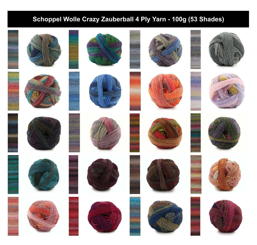 Schoppel Wolle Crazy Zauberball 4 Ply Yarn - 100g, Wool & Nylon Blend Self-Striping Gradient Knitting Wool for Crochet Socks, Shawls & Accessories