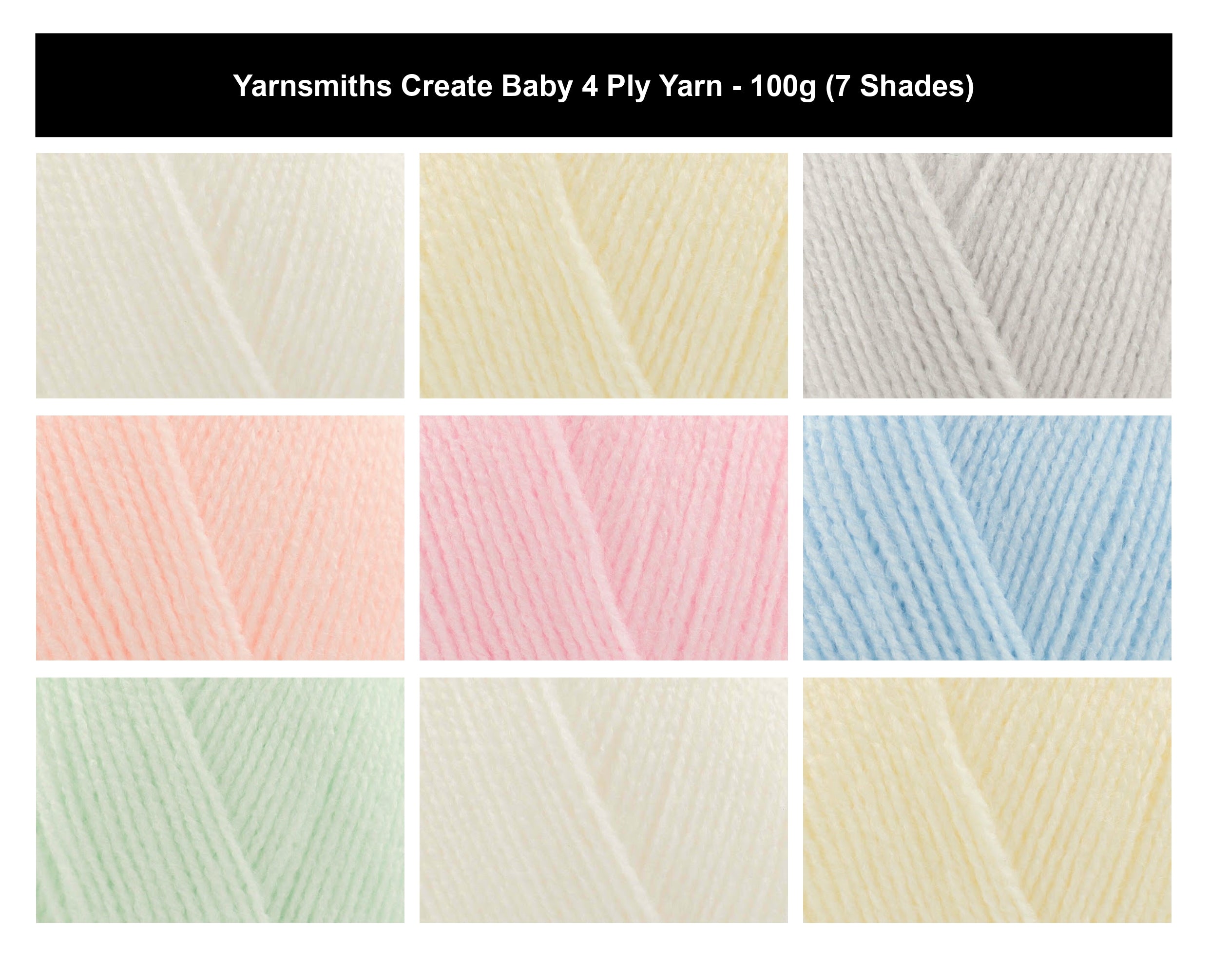 Yarnsmiths Create Baby 4 Ply Yarn - 100g, 100% Acrylic Soft Lightweight Pastel Shades Crochet Knitting Wool for Baby Blankets, Clothes & Toys