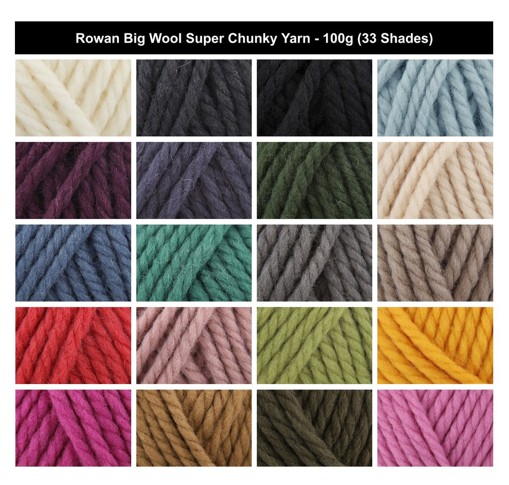 Rowan Big Wool Super Chunky Fluffy Wool Yarn - 100g, 100% Merino Knitting Yarn Soft Quick Thick Jumbo Knit Yarn for Sweaters & Cosy Accessories