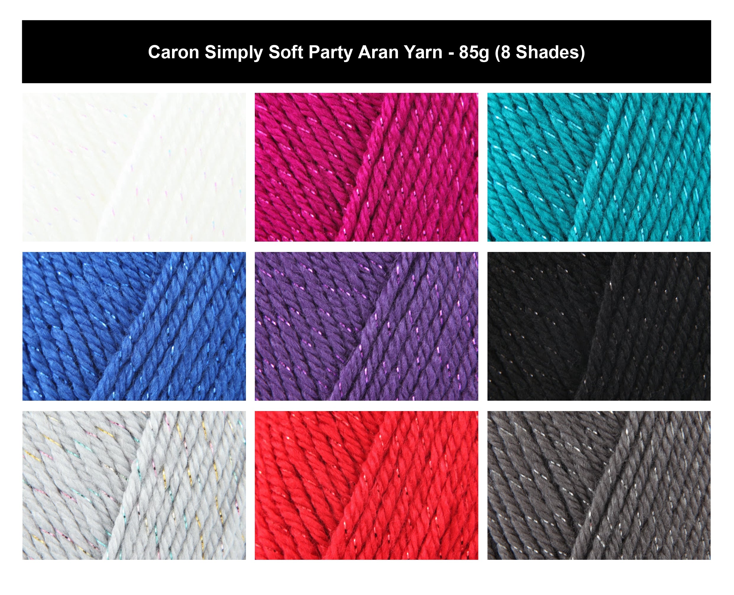 Caron Simply Soft Party Sparkle Yarn - 85g, Soft Acrylic Aran Weight Metallic Knitting & Crochet Yarn for Garments & Accessories