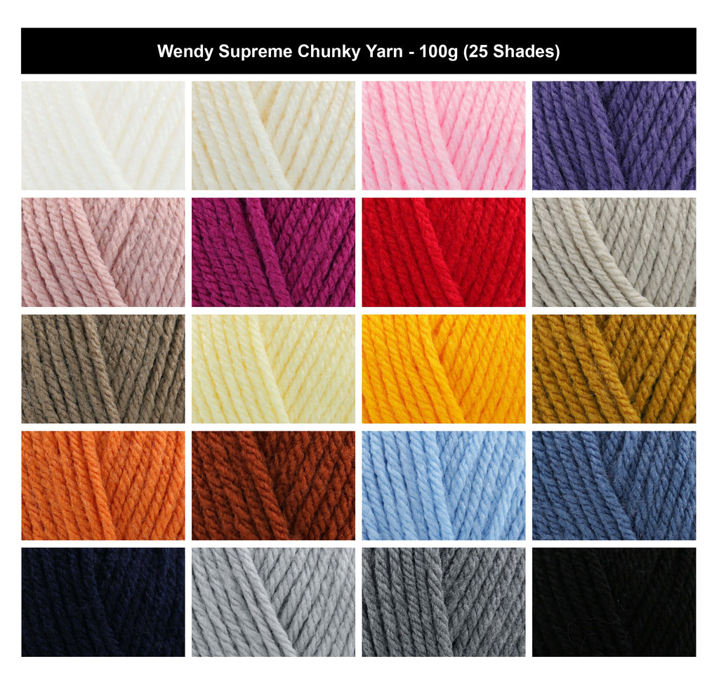 Wendy Supreme Chunky Yarn for Crochet - 100g, Luxury 100% Acrylic Bulky Weight Soft Knitting Wool Machine Washable for Cosy Jumpers, Sweaters & Cardigans