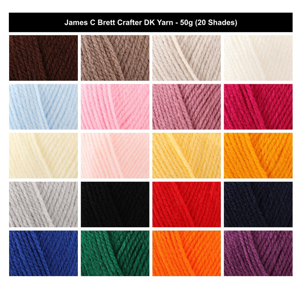 James C Brett Crafter DK Yarn for Crochet - 50g, 100% Acrylic Double Knitting Yarn for Toy Making, Colourwork & Crafts