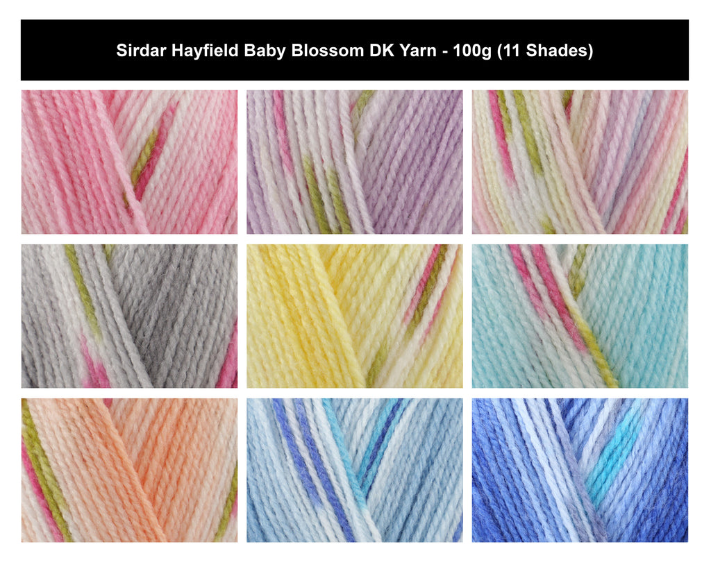 Sirdar Hayfield Baby Blossom DK Crochet Yarn - 100g, Acrylic Nylon Blend, Self-Patterning Floral Pastel Yarn for Hand Knitting Baby & Children’s Garments
