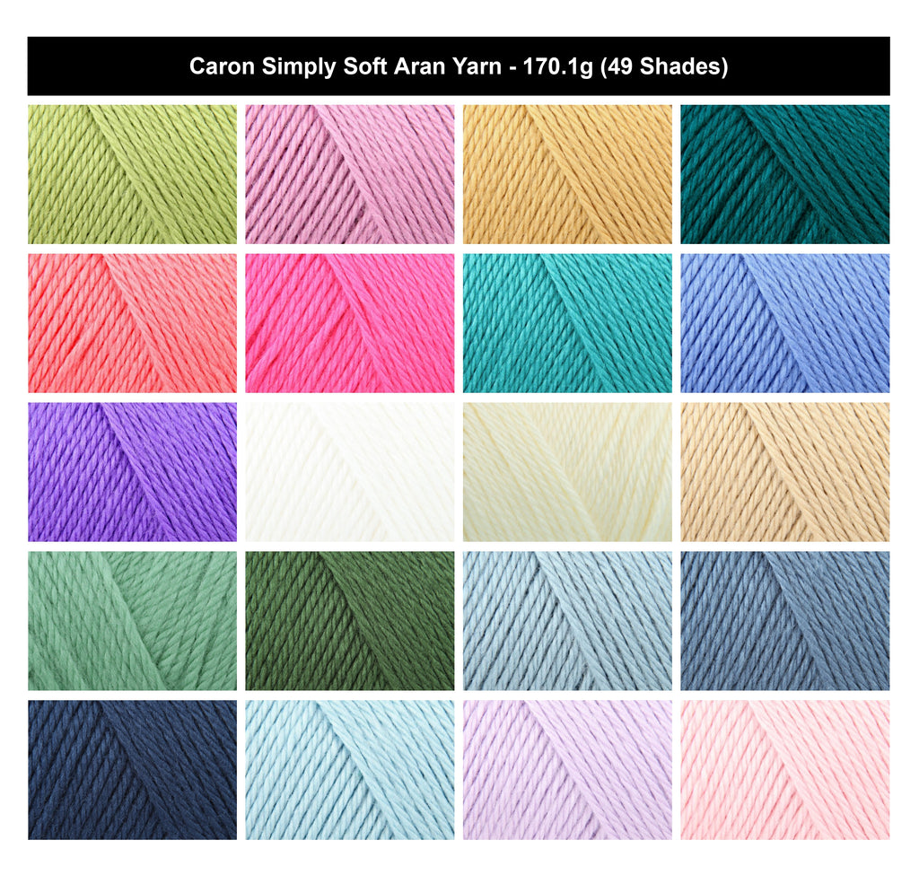 Caron Simply Soft Aran Yarn - 170g, Soft 100% Acrylic Crochet Knitting Wool Yarn for Baby & Adult Clothes & Accessories Projects