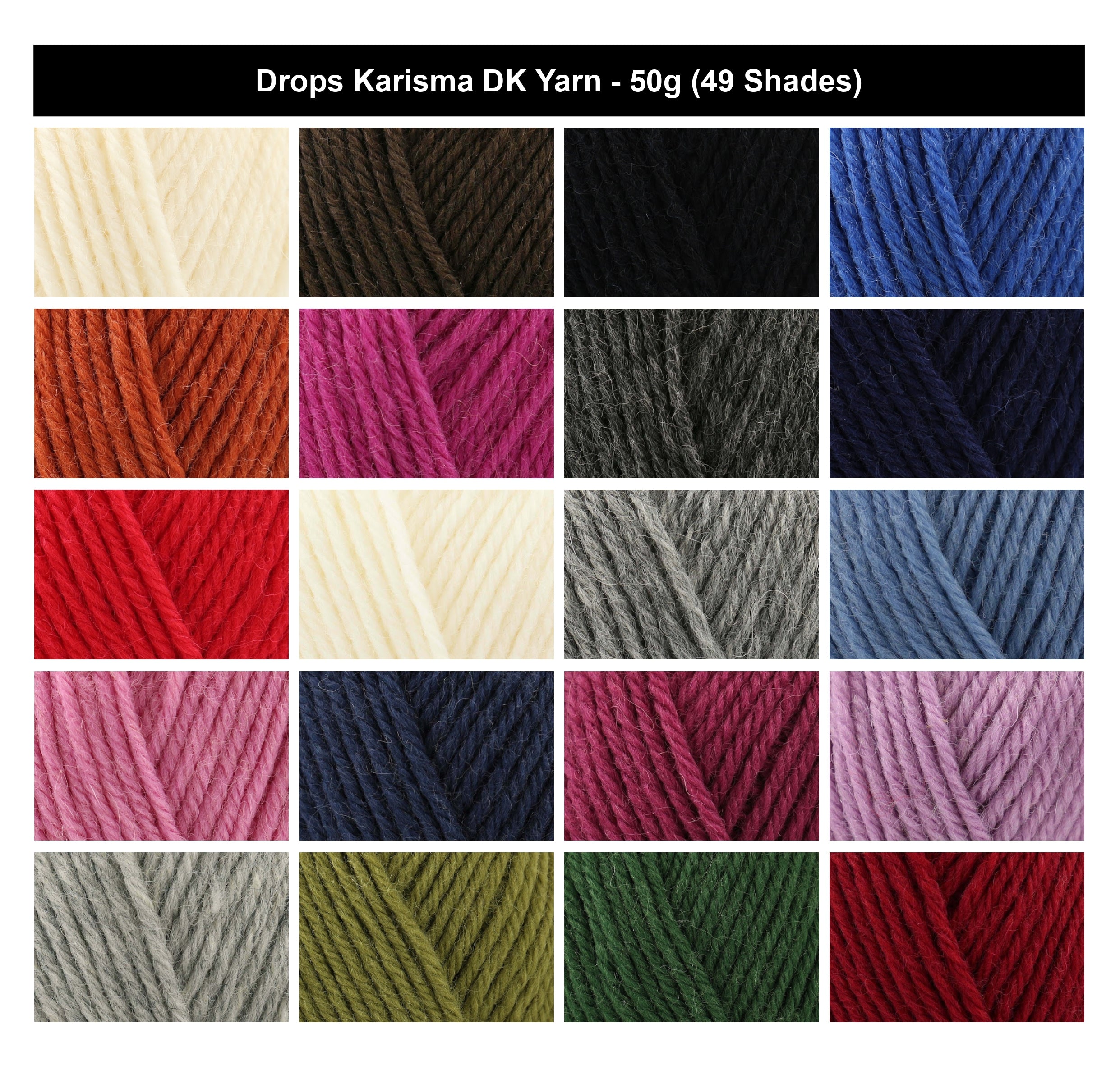 Drops Karisma DK Crochet Yarn - 50g, 100% Superwash Wool Traditional Colourwork Double Knitting Wool for Garments, Sweaters & Accessories