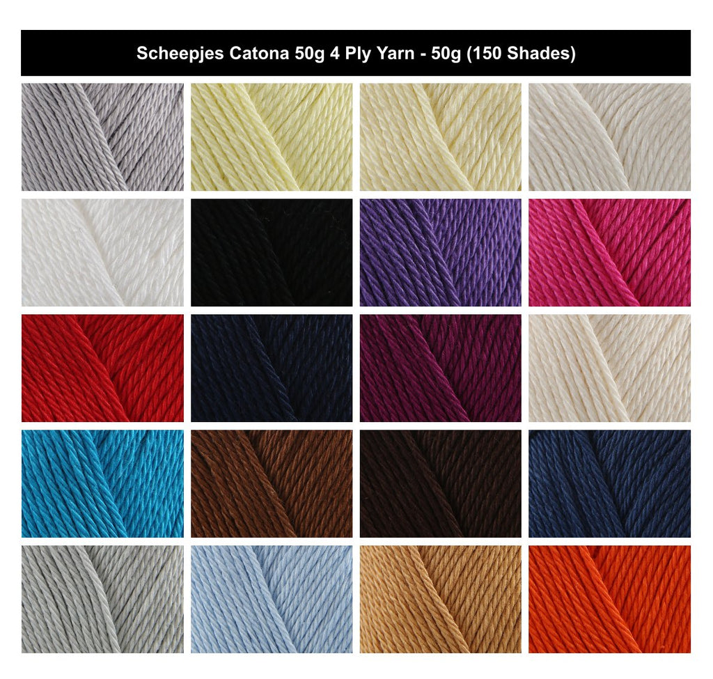 Scheepjes Catona 4 Ply Crochet Yarn - 50g, Luxury 100% Mercerised Cotton Baby-Safe Fingering Weight Knitting Wool for Amigurumi, Blankets & Toys